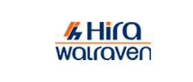 Hira Walraven corporate logo featuring blue and orange text on black